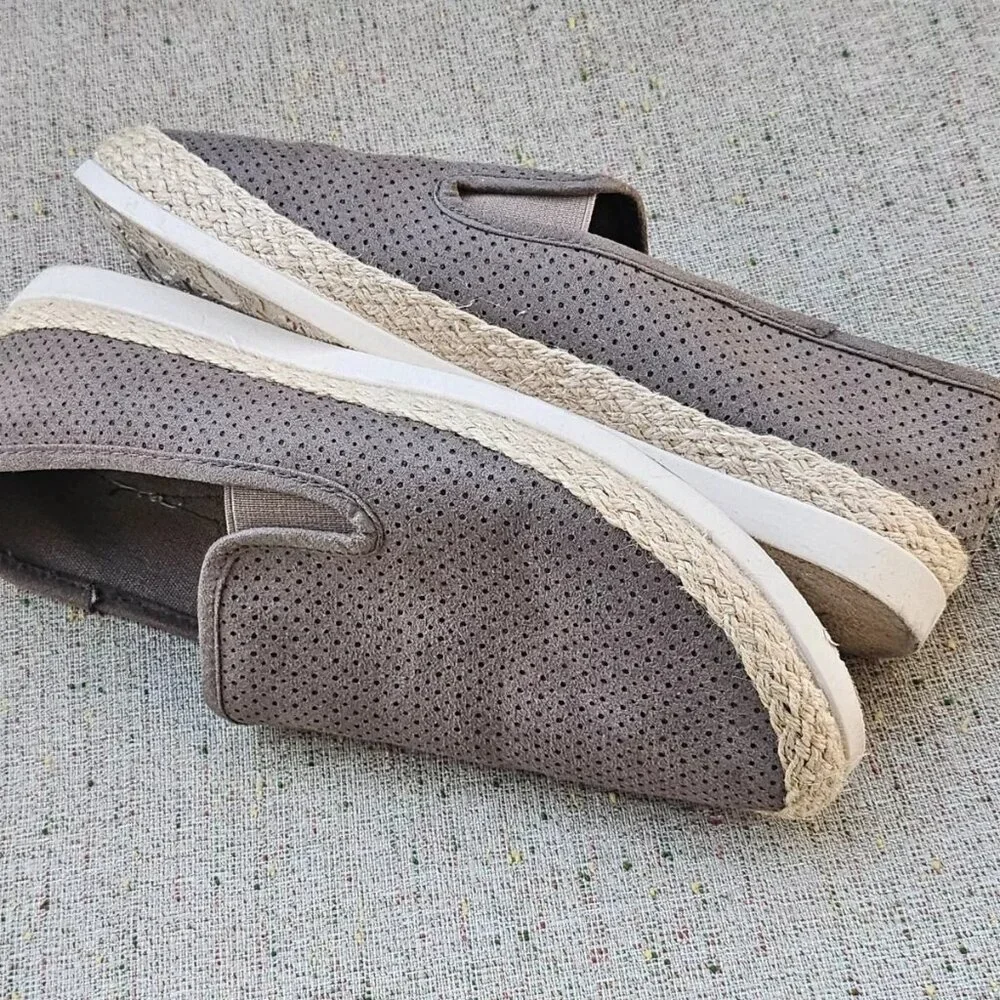 Esprit Women Shoes Espadrille Loafer Slip On Flat Gray Shoes Size 8.5M